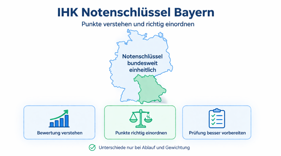IHK Notenschlüssel Bayern Grafik zeigt dass die Bewertung bundesweit einheitlich ist und Punkte richtig eingeordnet werden